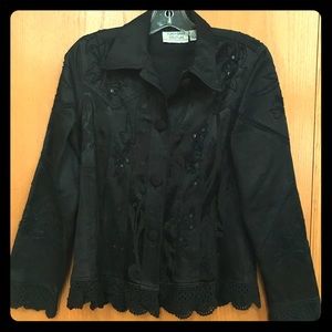 Sequined and lace black jacket. Size small